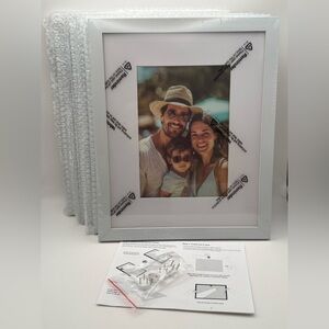 8x10 Picture Frames Set of 4 - White & White Matting for 5x7